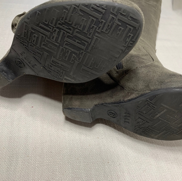 Elle Grey Ruffled Tall Wedge KneeHigh Boots Size 8 - Picture 3 of 7